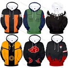 Толстовки с капюшоном с аниме Наруто, женские зимние пуловеры, толстовки оверсайз с 3D капюшоном, толстовки с капюшоном Наруто, мужские топы для детей 110 см-взрослые 4XL