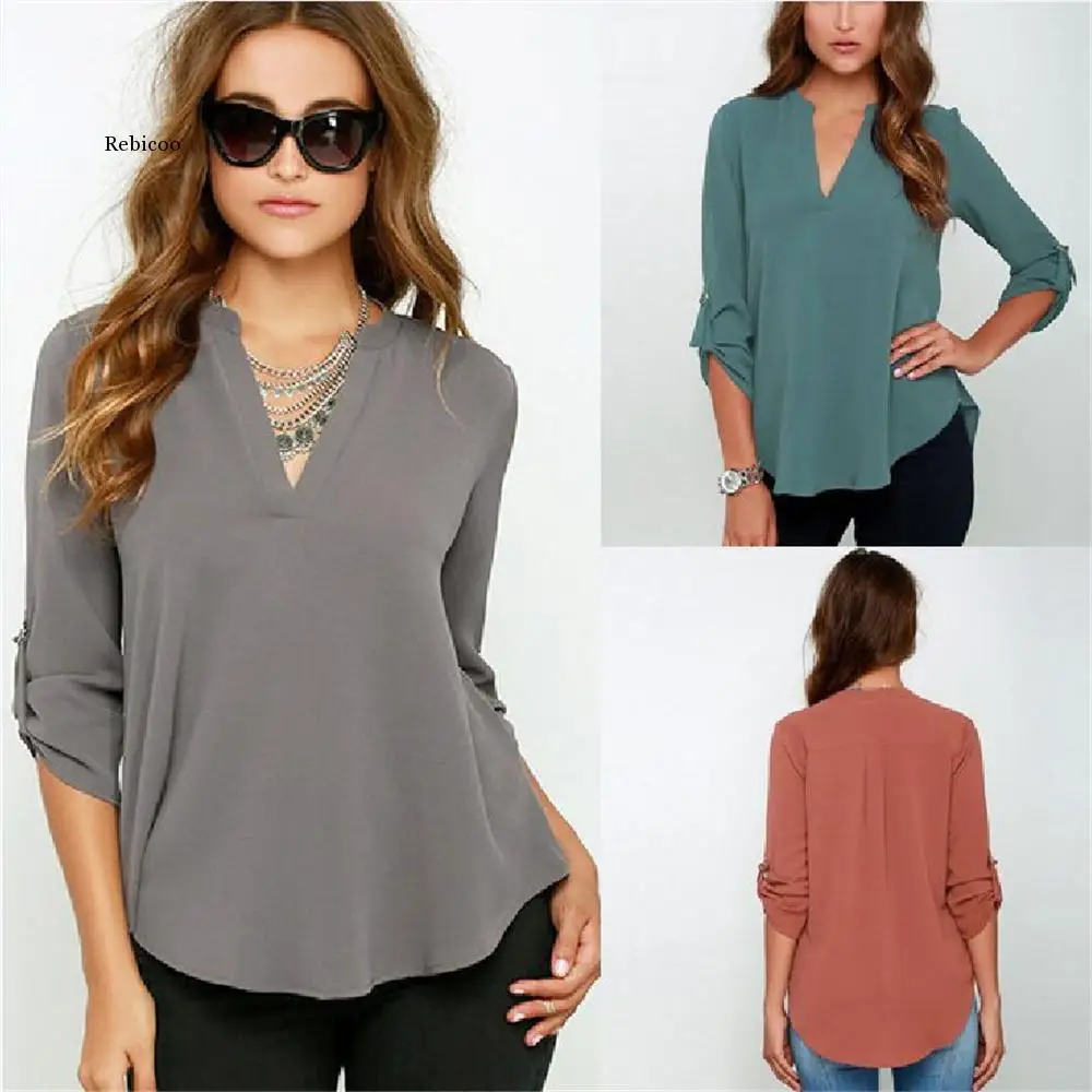 

Women Long Sleeve Blouse Female Casual Tops Chiffon Shirt Blouse Blusas Femininas