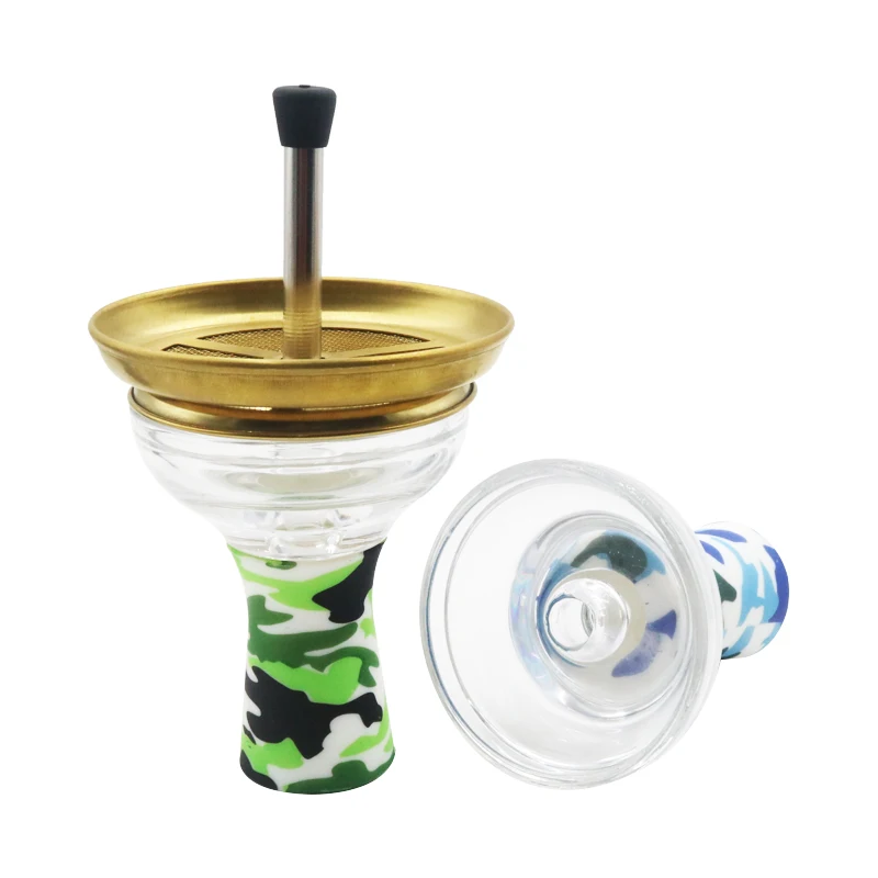 

1PC Silicone & Glass Hookah Bowl Shisha Chicha Nargile Accessories And The Golden Carbon Spacer