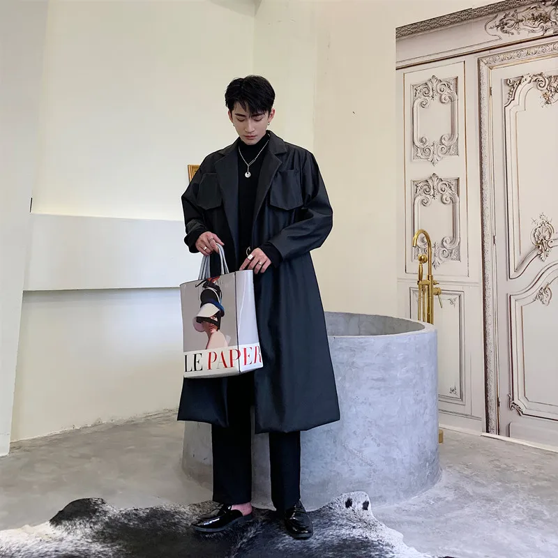 Женская ветровка свободного покроя длинная винтажная кожаная куртка в стиле хип