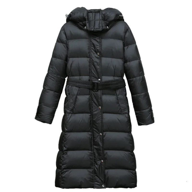 90% утиный пух пальто 320 г куртки для женщин зима х длинные выше колена супер