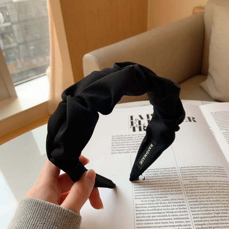 

Stylish Hair Band Wide Side Solid Color Pleated Pattern Hair Hoop Headbands Pleated Hairband Fashion Hair Accessories For Women
