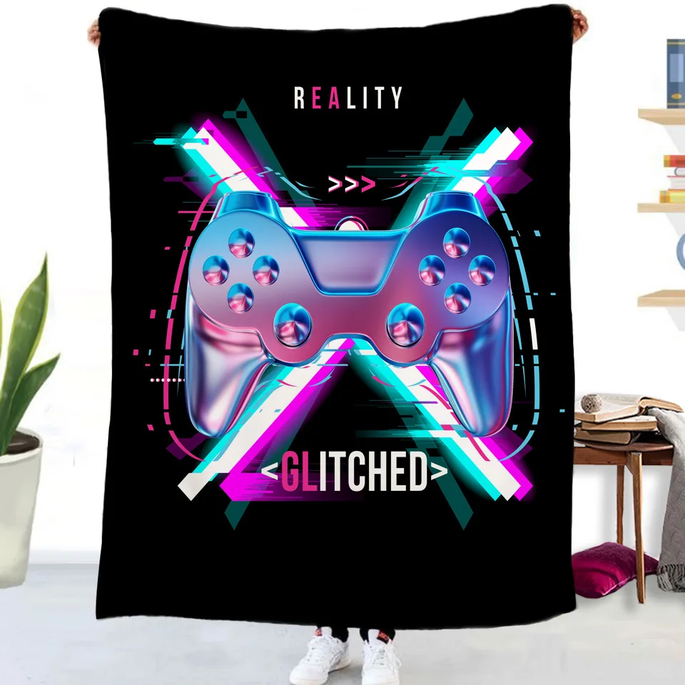 

Gamer Gamepad Flannel Throw Blanket Bedspread Blankets and Soft Warm Sofa Cover for Couch Sofa Bed Chair