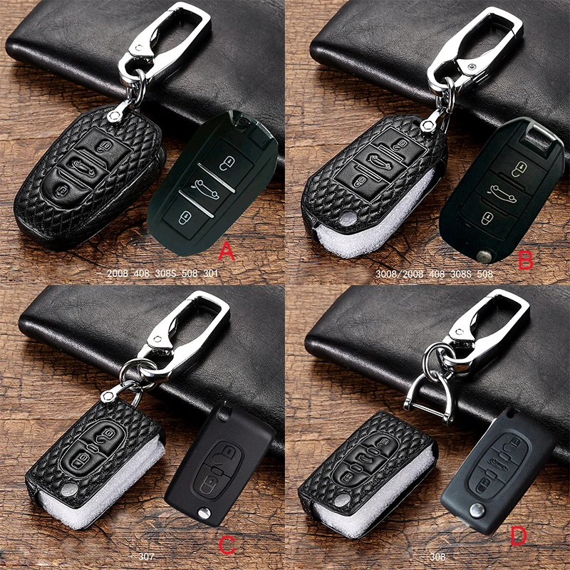

Car Key Case Smart Remote Key Cover Shell Fit for Peugeot 3008 4008 5008 Citroen C4 C4L C6 C3-XR Accessories Keychain