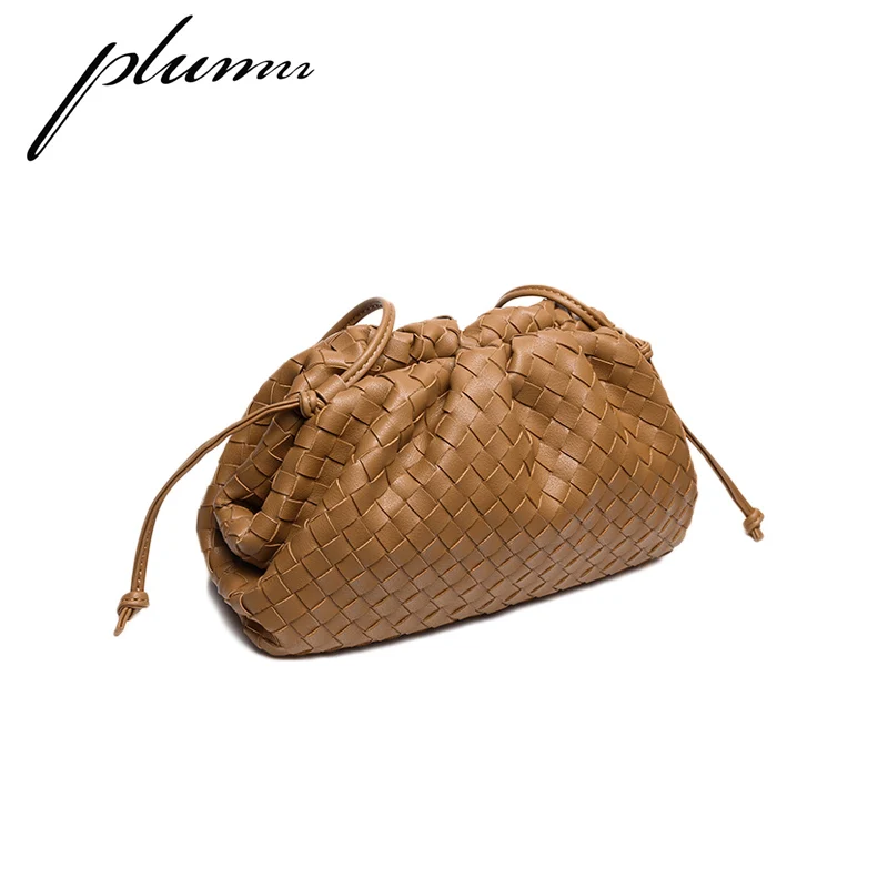 

Plumn Women's Cowhide Woven Bag Cloud Bag Messenger Single Shoulder Hand Bag