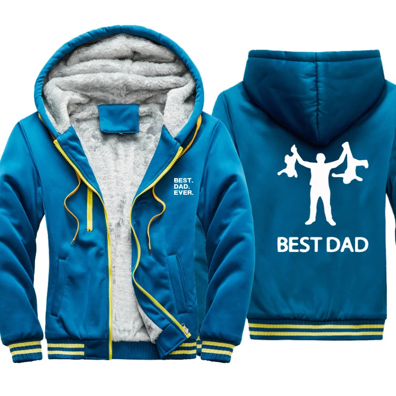 

BEST DAD EVER Hoodies Men Winter Warm Fleece Long Sleeve Hooded Sweatshirt Fashion Man Thick Zipper Jackets Cardigan Streetwear