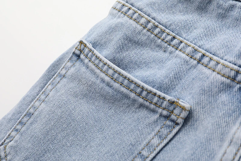 

[EAM] Women Wide Leg Blue Denim Burr Casual Shorts New High Waist Loose Fit Trousers Fashion Tide Spring Summer 2021 1DD7268