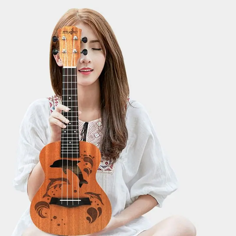 ГОРЯЧАЯ HG-укулеле Uke 4 нейлоновые струны Sapele палисандр гитара Дельфин шаблон