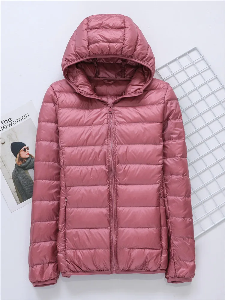 

New Spring Autumn Clothes Women Outwear Ultralight Candy Color Down Coats Slim Long Sleeve Hooded Jackets Zipper Oversized Coat
