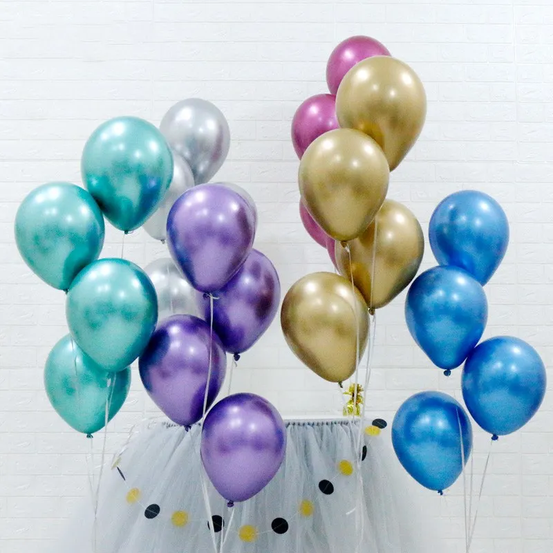 100 шт. 10/12 дюймовое металлическое латексный воздушный шар золотого и серебряного