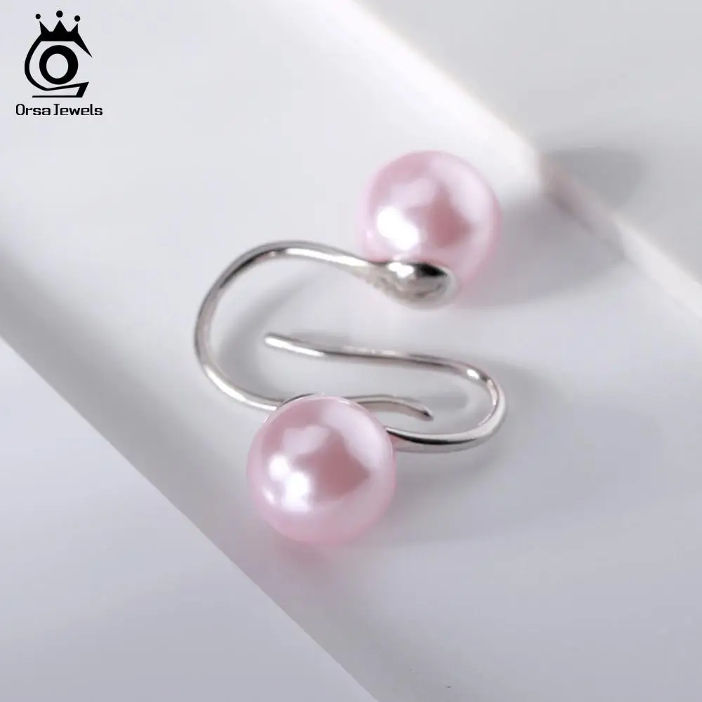 ORSA JEWELS 925 пробы серебряные женские серьги-Крючки 4 цвета круглые жемчужные висячие серьги Модные ювелирные изделия подарок для женщин SE69