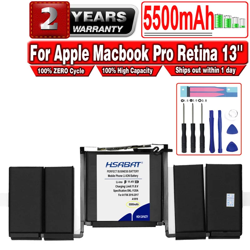 Аккумулятор HSABAT A1819 5500 мАч для ноутбука Apple MacBook Pro 13 дюймов A1706 Macbook с сенсорной