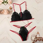 Сексуальное кружевное белье в цветочек бюстгальтер и тонкие прозрячные трусики в комплекте Для женщин нижнее белье, бюстгальтер, пуш-ап, стринги Эротическое белье Комплект Lenceria, сексуальная женская одежда для сна