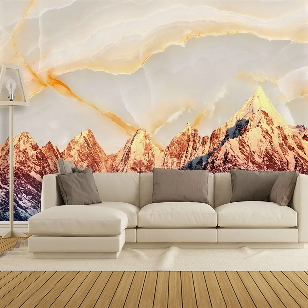 Украшение текстильные обои HD 3D мраморный узор пейзаж цветок рассвет фон Стена