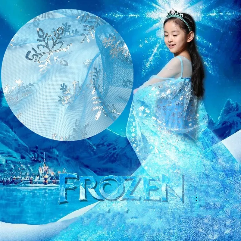 Ширина 1 55 м синяя Снежинка блестящая ткань органза сделай сам украшение для