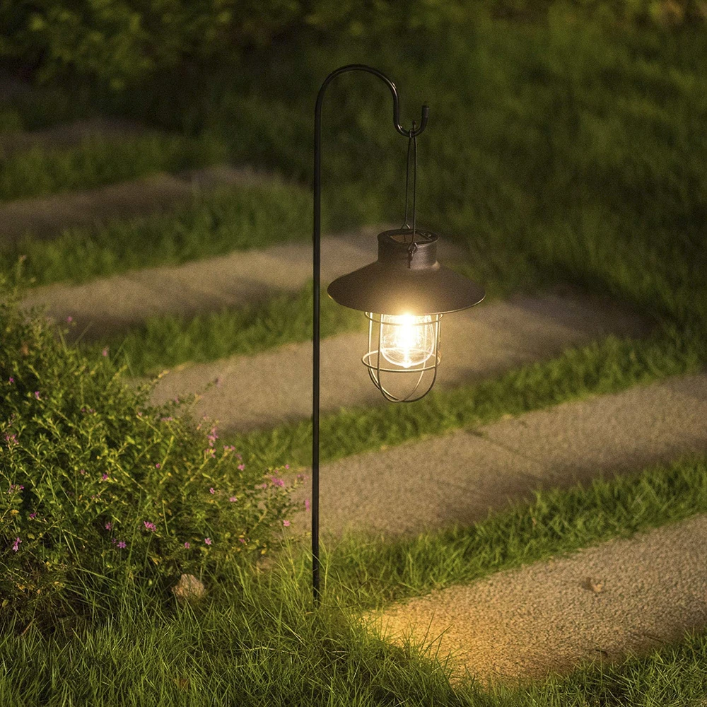 

Solar Lantern Lamp Outdoor Hanging Waterproof Vintage Metal Solar Garden Lights with Tungsten Bulb Decorative for Patio Backyard