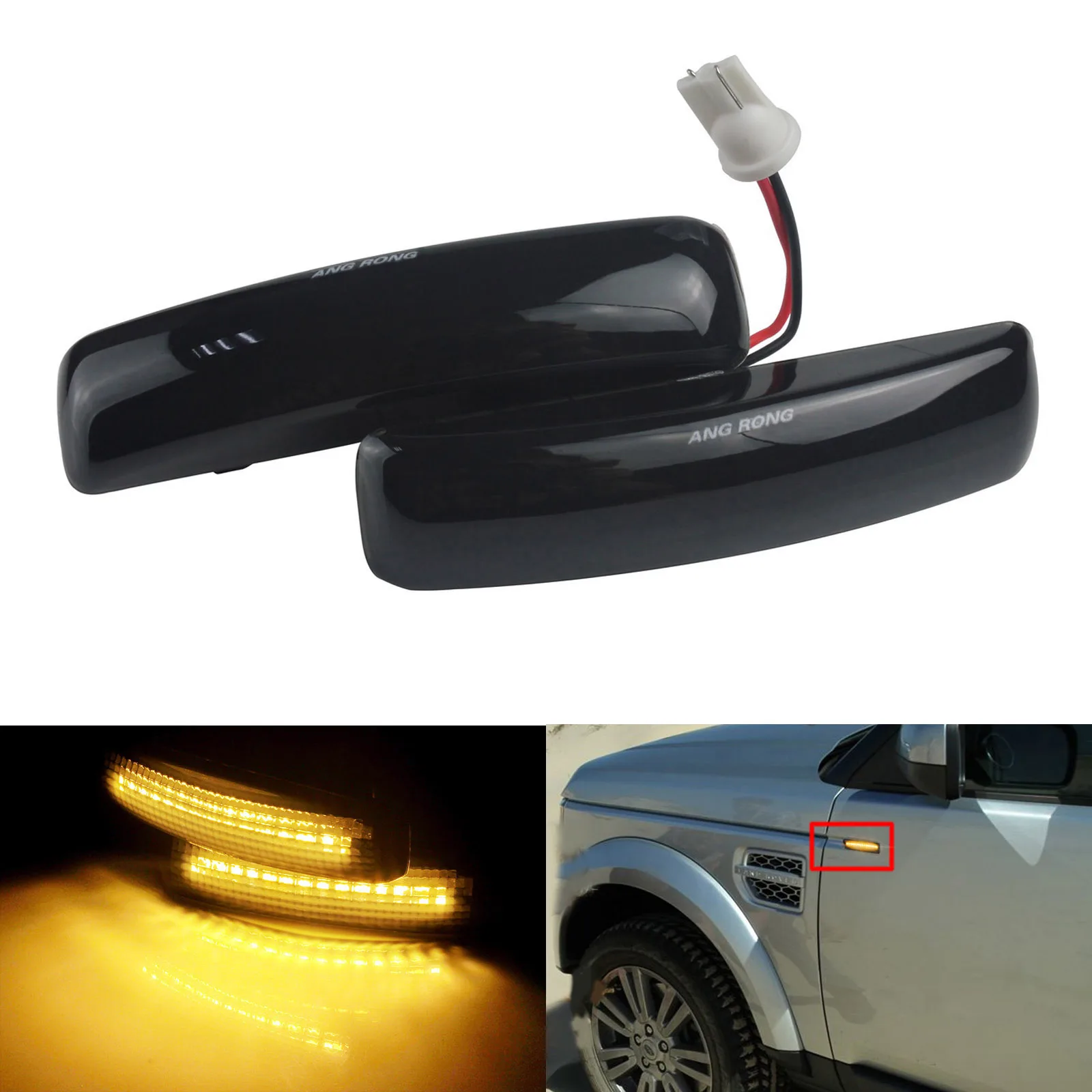 ANGRONG 2x Amber LED Side Repeater Indicator Light For Land Rover Discovery 3&amp4 Freelander 2 | Автомобили и мотоциклы