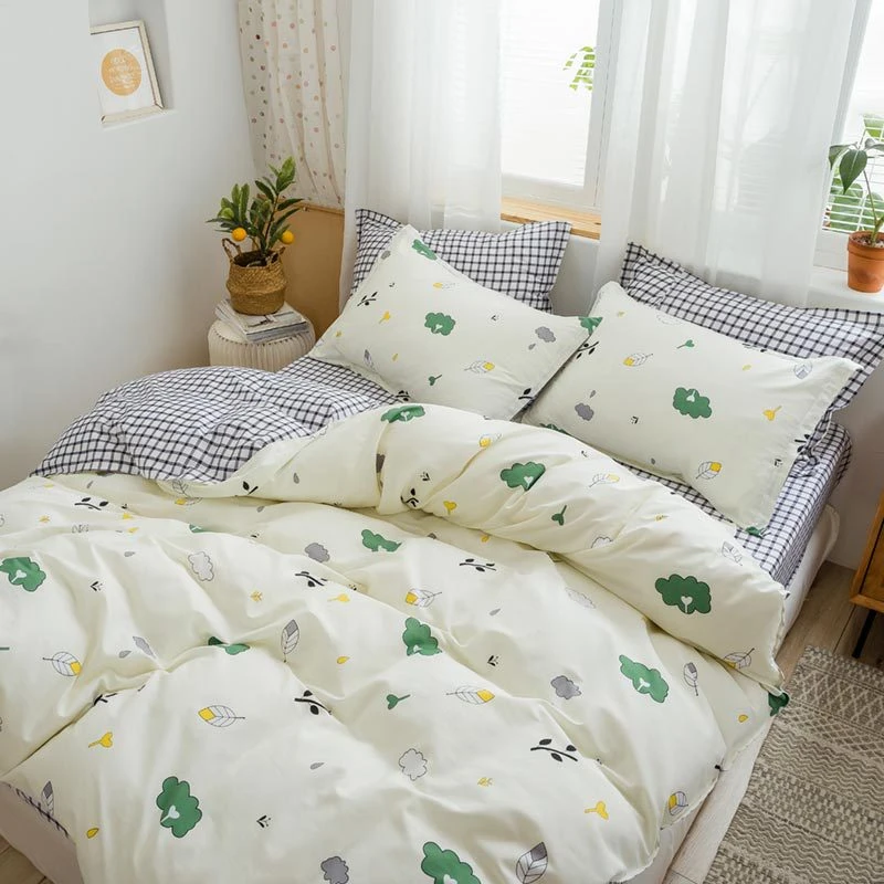 Комплект постельного белья из 4 предметов 100% хлопок простыня наволочка