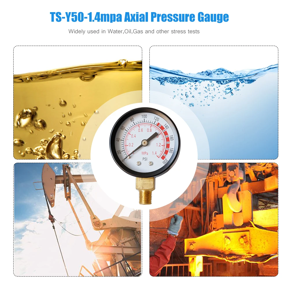 Y50 Radial Pressure Gauge Dual Scale 2&quot Dial Hydraulic Fluid Meter Measuring Tool for Air Compressor | Инструменты