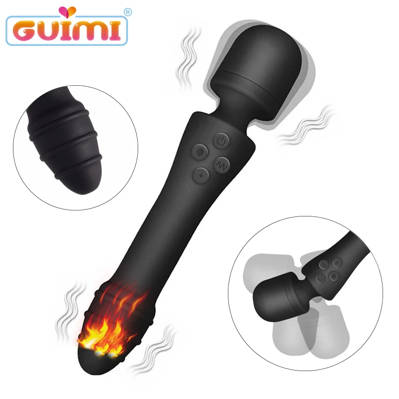 

GUIMI нагрева AV вибро-Мощный 7 Скорость массаж тела для шеи и плеч USB Перезаряжаемые g-спот Вибраторы интимные игрушки для женщин