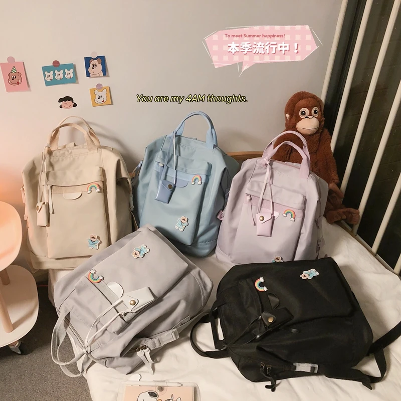 

DIEHE New Backpacks for Women Female Multi-pocket Travel Bag Waterproof Nylon Backpack School for Teenage Girls Kawaii Backpack