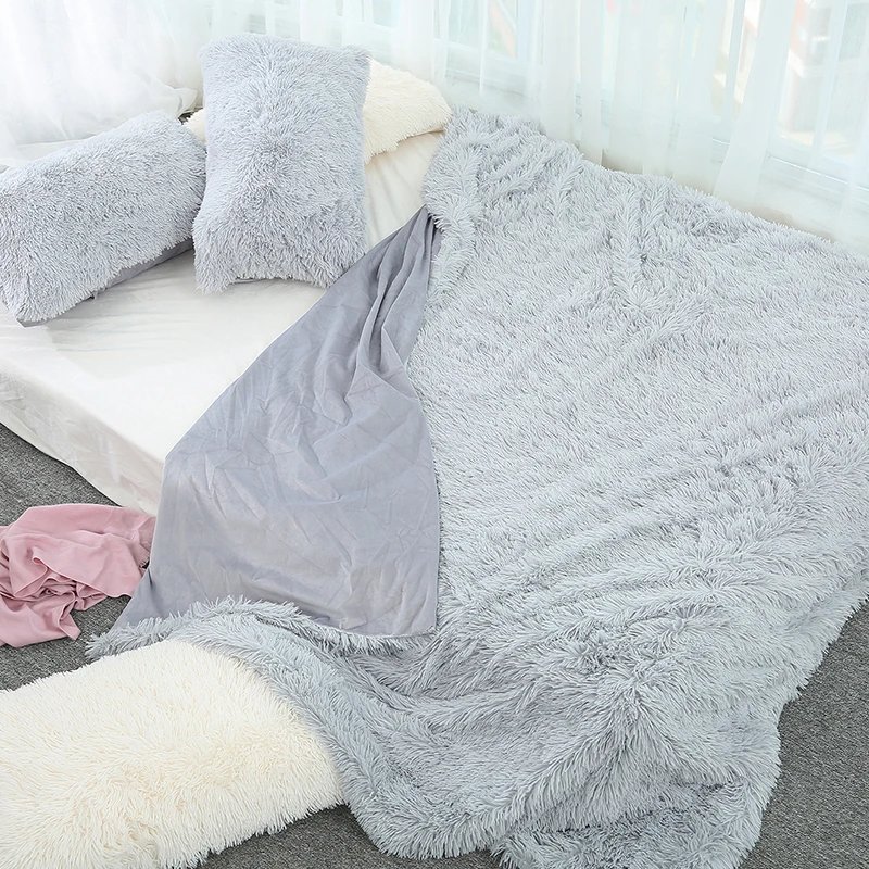 

Large 200x230cm Long Fluff Blanket Soft Cozy Warm King Size Plush Throw Blanket Winter Bed Cover Blanket Bedspread