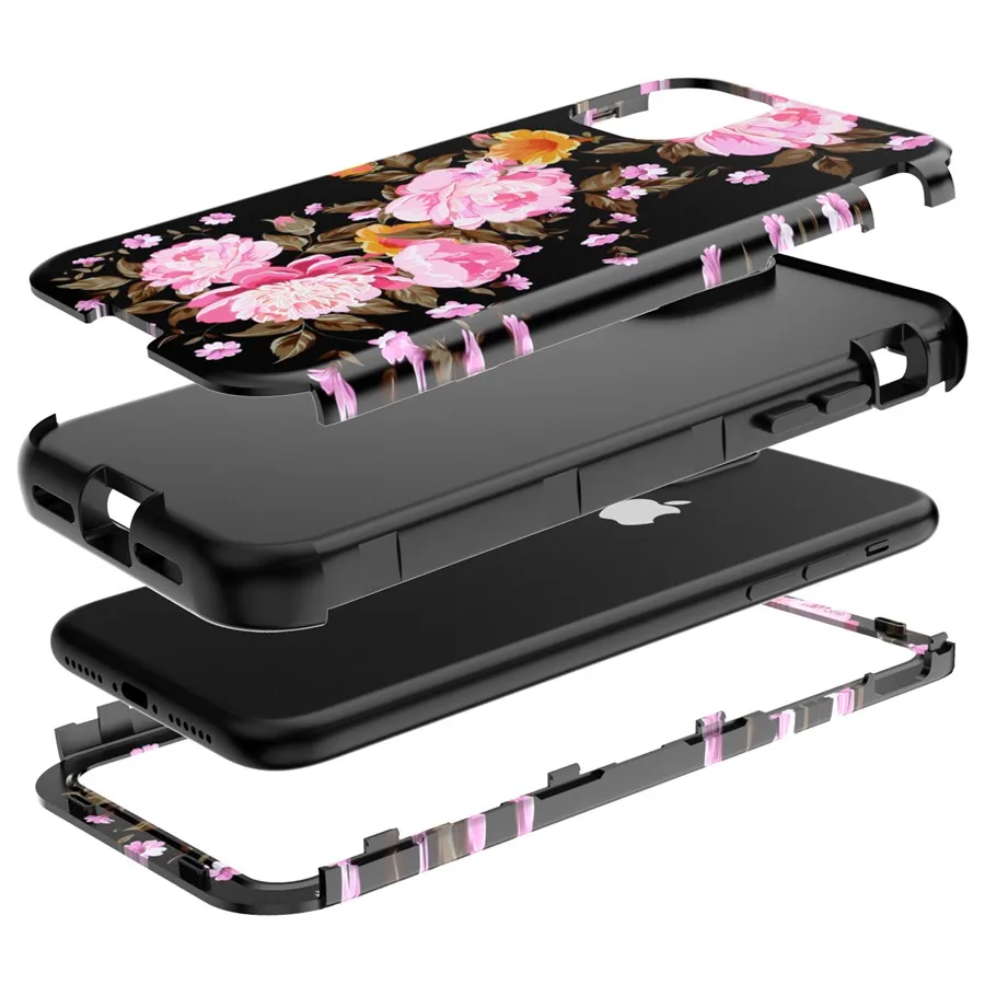 Цветочный дизайн противоударный жесткий Гибридный чехол защитный Жесткий Чехол