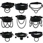 Оригинальное ожерелье из искусственной кожи, черное раннее ожерелье-чокер для женщин и мужчин, 2021, бондаж в стиле хип-хоп, искусственное ожерелье для косплея