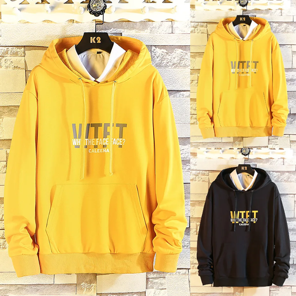 Мужские худи Толстовка с капюшоном 2019 Повседневная Лоскутная буквенным принтом