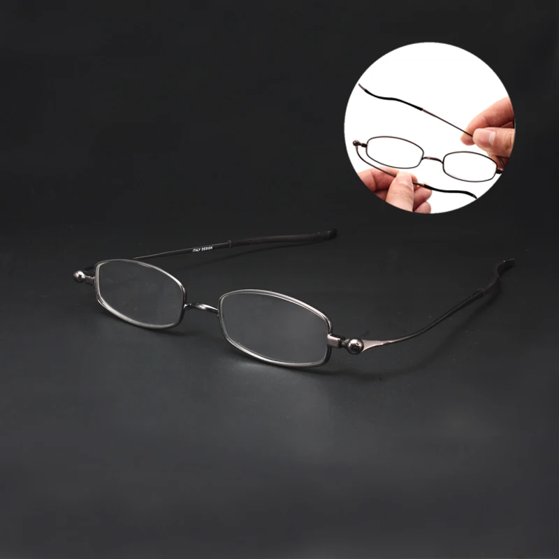 

Ultra Thin Women Unusual Diopters Folding Reading Glasses for Men with Transparent Lens Alloy Khaki +1 1.5 2.0 2.5 3.0