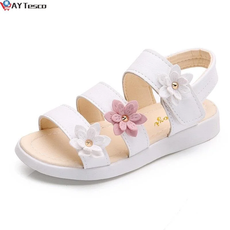 

Сандалии-гладиаторы для девочек, мягкая пляжная обувь для детей, милые летние босоножки с цветами для принцесс