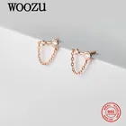 WOOZU натуральная 925 стерлингового серебра минимализм цепи циркон серьги-гвоздики для женщин очаровательные свадебные Французский Простой в стиле панк, ювелирное изделие, подарок
