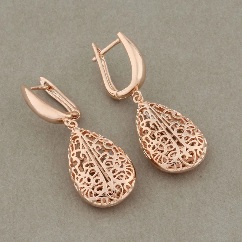 Большие серьги в форме капли воды 2022 трендовые полые из розового золота 585 пробы и