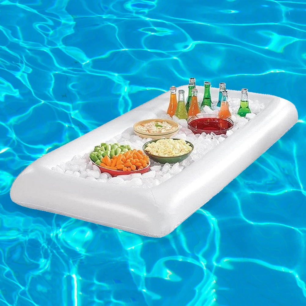 

Pool Float Beer Table Drinking Cooler Table Bar Tray Beach Swimming Ring Inflatable Air Mat Pool Food Drink Floating Row Holder
