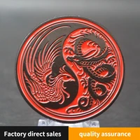 chinese style commemorative coin black plated three dimensional relief yin yang tai chi dragon and phoenix color paint badge