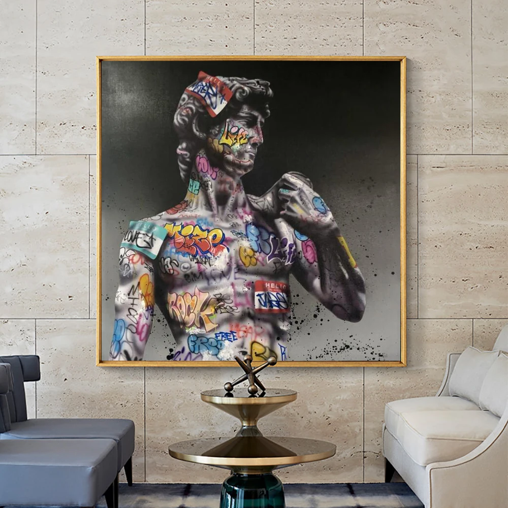 

Street Graffiti Art Canvas Painting Famous Sculpture of David Wall Posters and Prints Picture for Room Home Cuadros Decoration