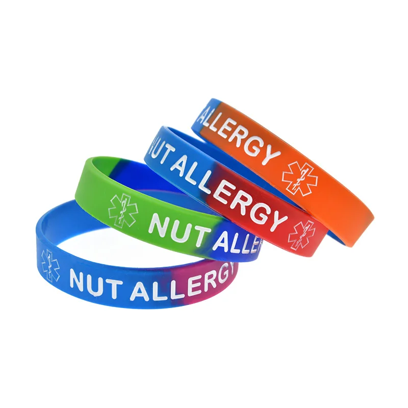 1 ПК гайка аллергический силиконовый резиновый браслет подсекционный цвет