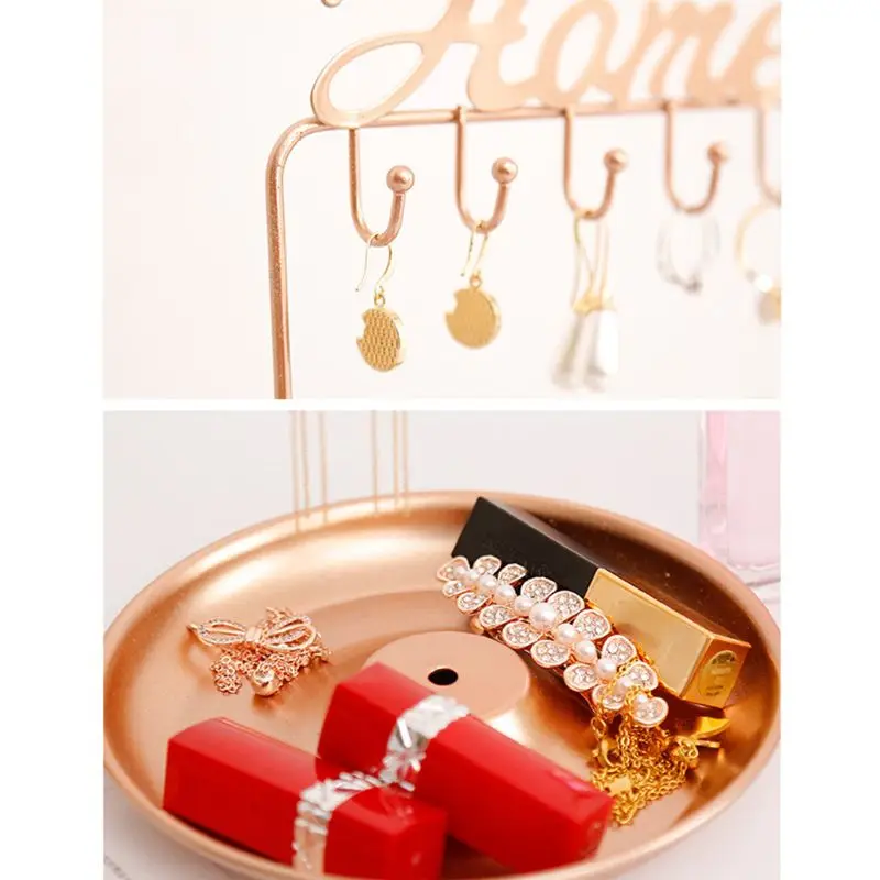 

Tabletop Jewelry Tree Stand Organizer 3in1 Necklace Organizer Display Bracelet Earrings and Ring Tray Jewelry Holder