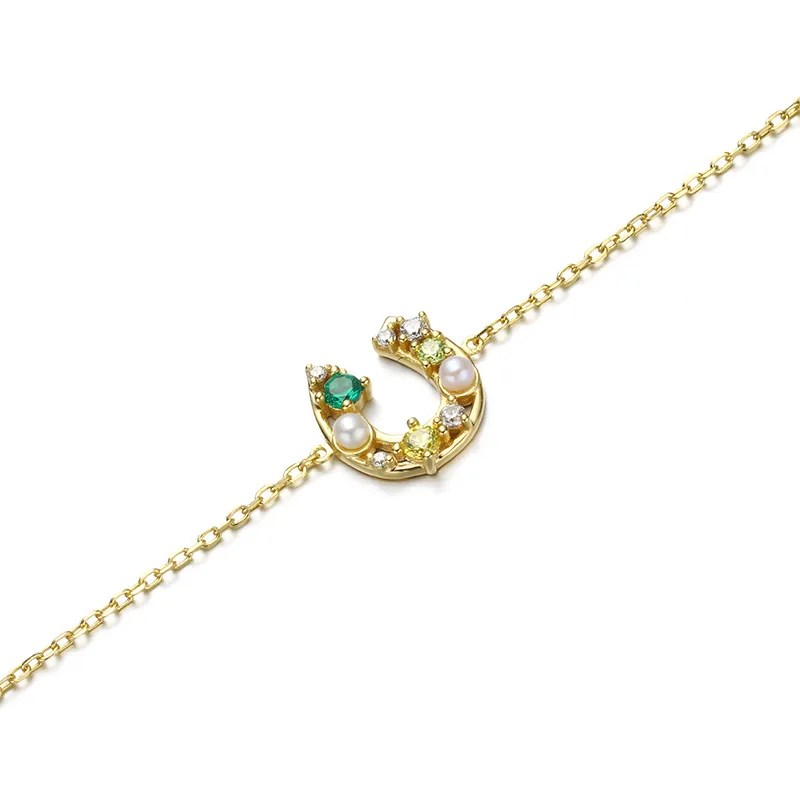 Стильный Простой браслет с подковой на удачу натуральный жемчуг U-образный