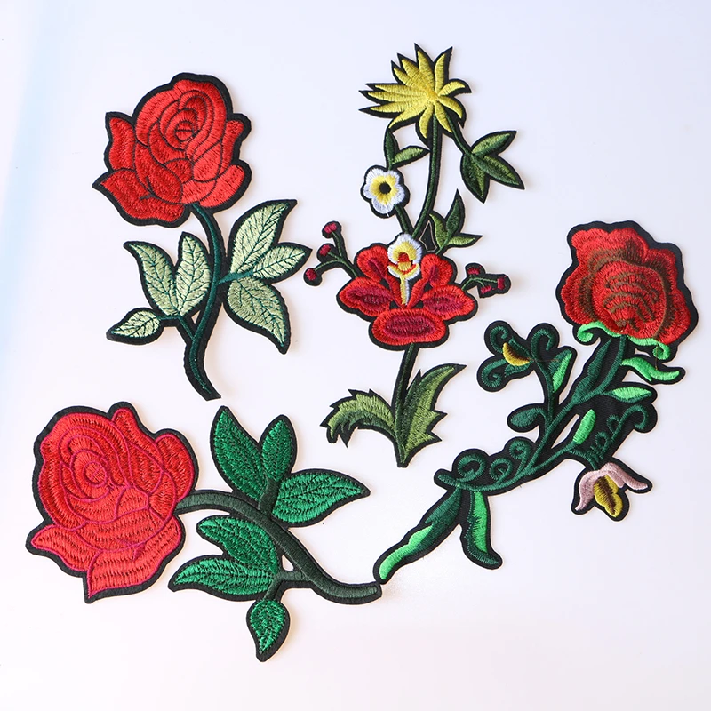 

Flowers Decorative Patch Rose icon Embroidered Applique Patches For DIY Iron on Badges Stickers on the clothes,Jeans