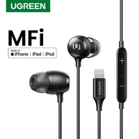 ugreen wired headphones earphone for iphone mfi certified for lightning earbuds for iphone 13 12 pro max 8 plus with microphone