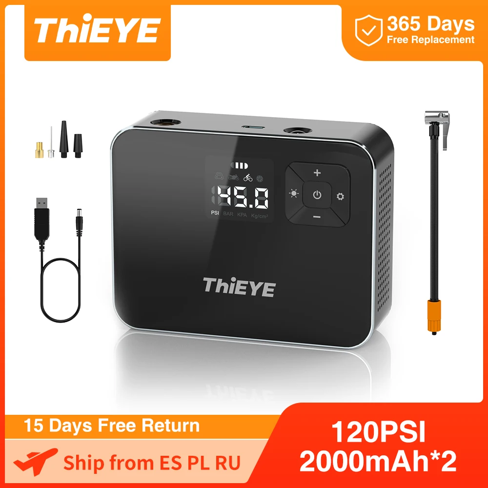 

ThiEYE Air Compressor Digital Tire Inflator For Auto Motorcycle Bicycle Car Tyre Inflator Cordless Electric Air Pump