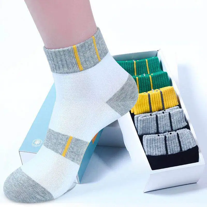 5 pairs/lot New style Quality Spring summer sports socks men junior middle school students four seasons sweat absorption socks