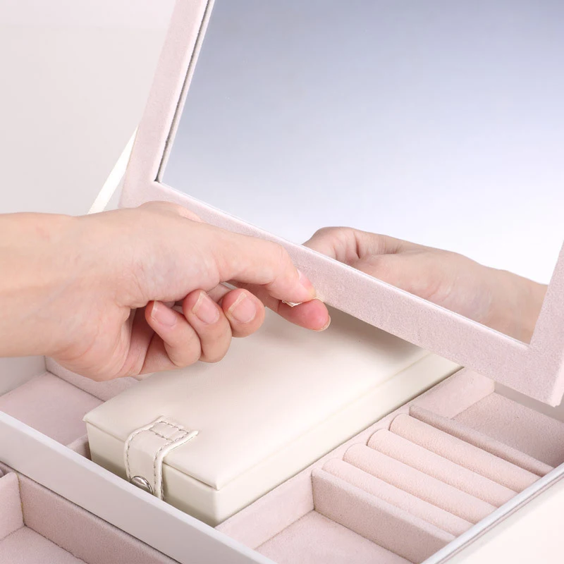 Искусственная кожа деревянный ящик для хранения ювелирных изделий Органайзер