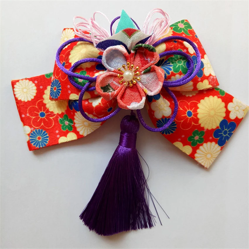 Кимоно ручной работы для женщин головной убор в японском стиле косплея с цветами