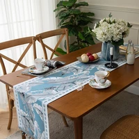japanese jacquard blue table runner dining table decor embroidery table runners luxury home party coffee table accessories decor