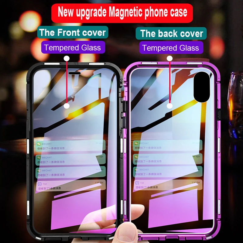 Двойной Магнитный чехол книжка из закаленного стекла 360 для iPhone 11 Pro Max магнитный