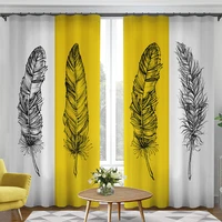 yellow blackout curtains for living room black feather bedroom curtains window screening drape panel kitchen curtain cortina