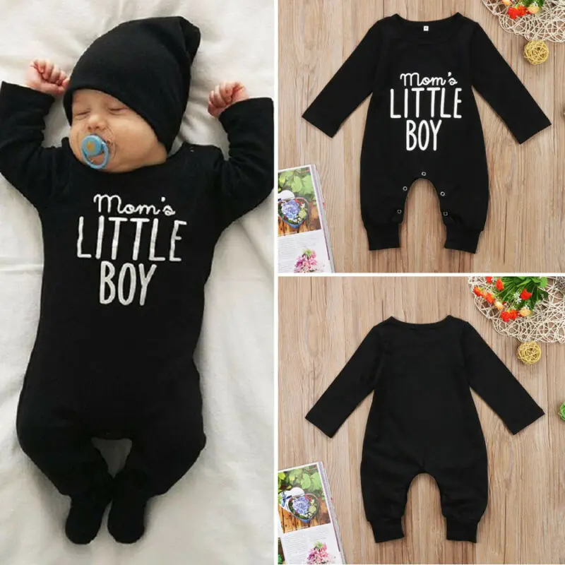 pudcoco 2019 Brand Cute Newborn Baby Little Boys Cotton Romper Outfits Clothes 1 Piece Black Long Sleeve Jumpsuit |
