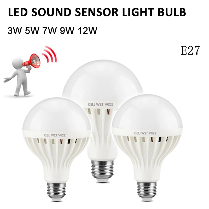 Ком белый Высокочувствительный звуковой голос E27 глобусная лампочка 220V для Кухня